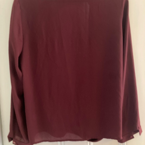 Krisa chiffon blouse with plunging drape front in deep wine color - Picture 3 of 5